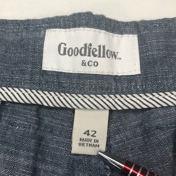 Goodfellow And Co Men's 9 Inch Inseam 42 Flat Front Shorts Blue New With Tags - Picture 6 of 14